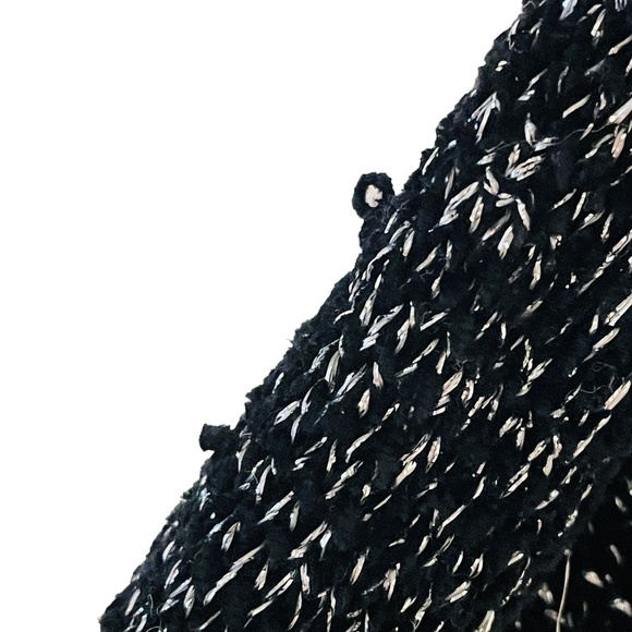VINTAGE Black & White Plaid Silver Sparkle Cardigan Sweater SZ Small - Picture 9 of 12